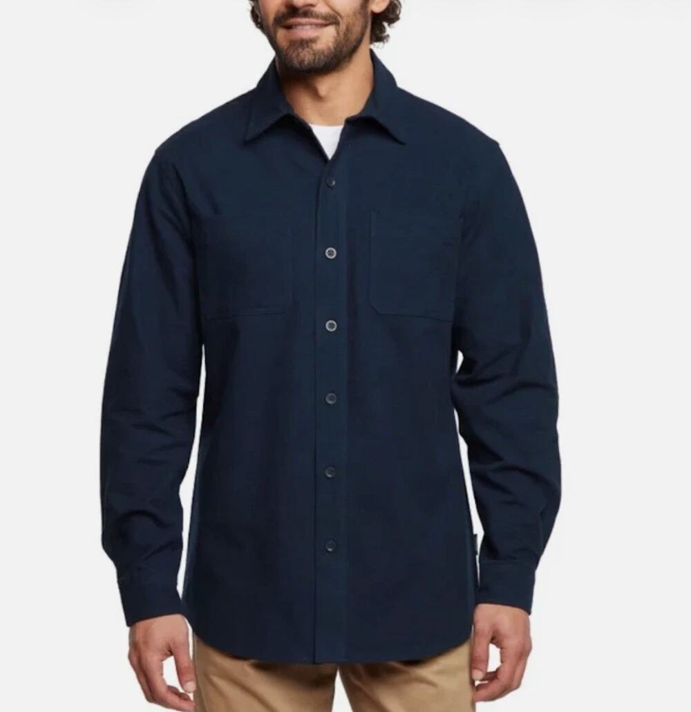 WOOLRICH GREEN LABEL NWT Men's 100% Cotton Chamois Shirt Navy Blue Size XXL